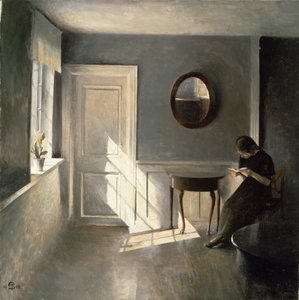 Menina lendo uma carta em um Interior, 1908